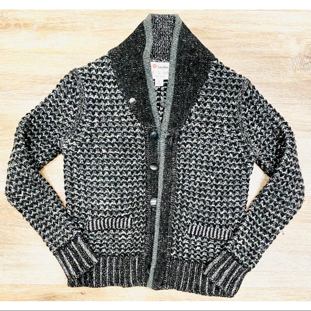 Rag & Bone Neiman Marcus Boy's Cardigan (Size S) Black Gray Wool Blend